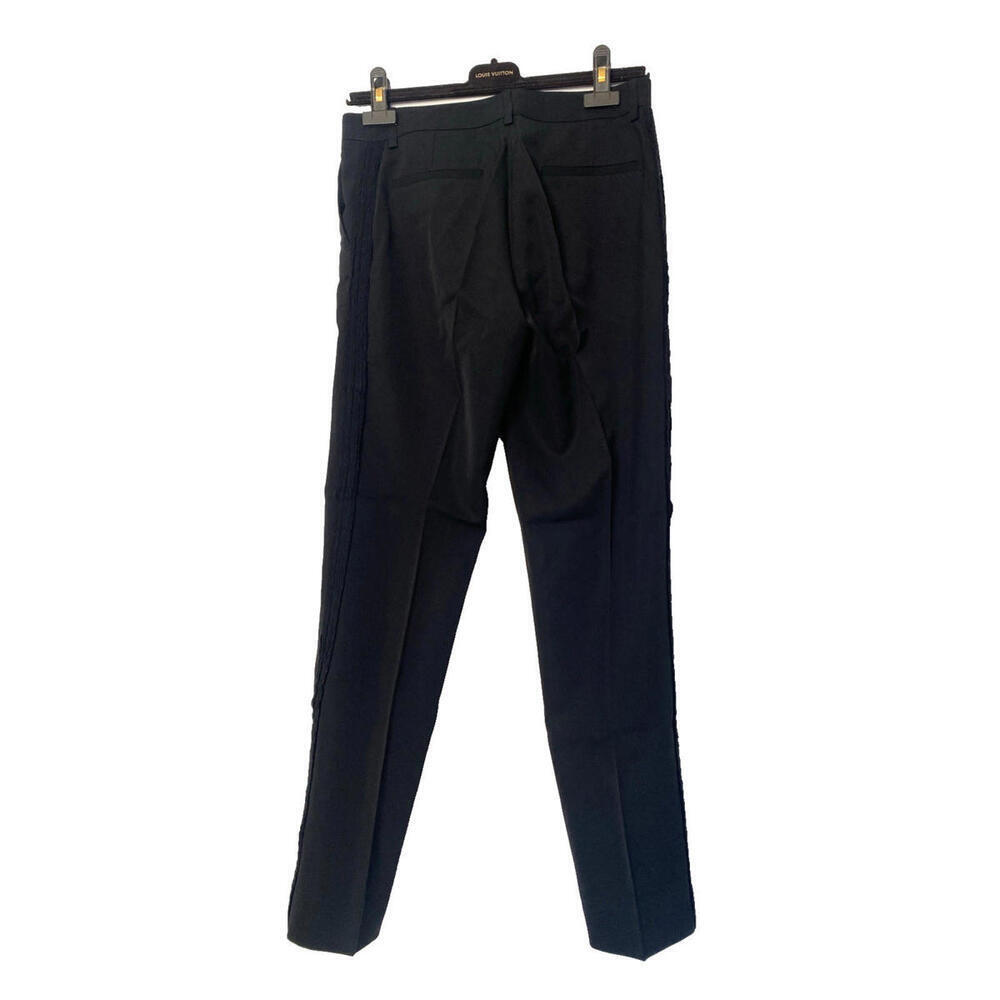 Vintage 04A Chanel FR-36/38 Pants Black Wool Silk Tuxedo Detail Trousers 2004 - Picture 4 of 9